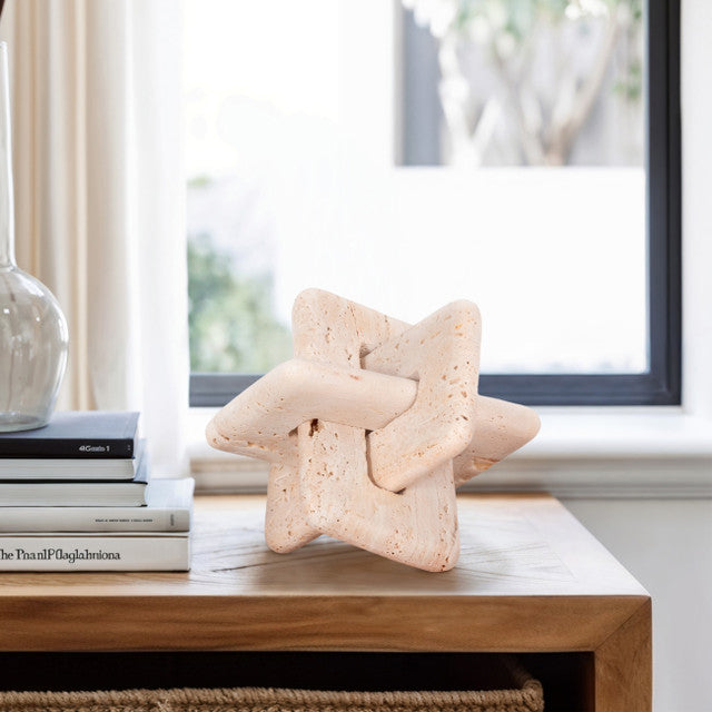 7" Tan Travertine Squared Knot