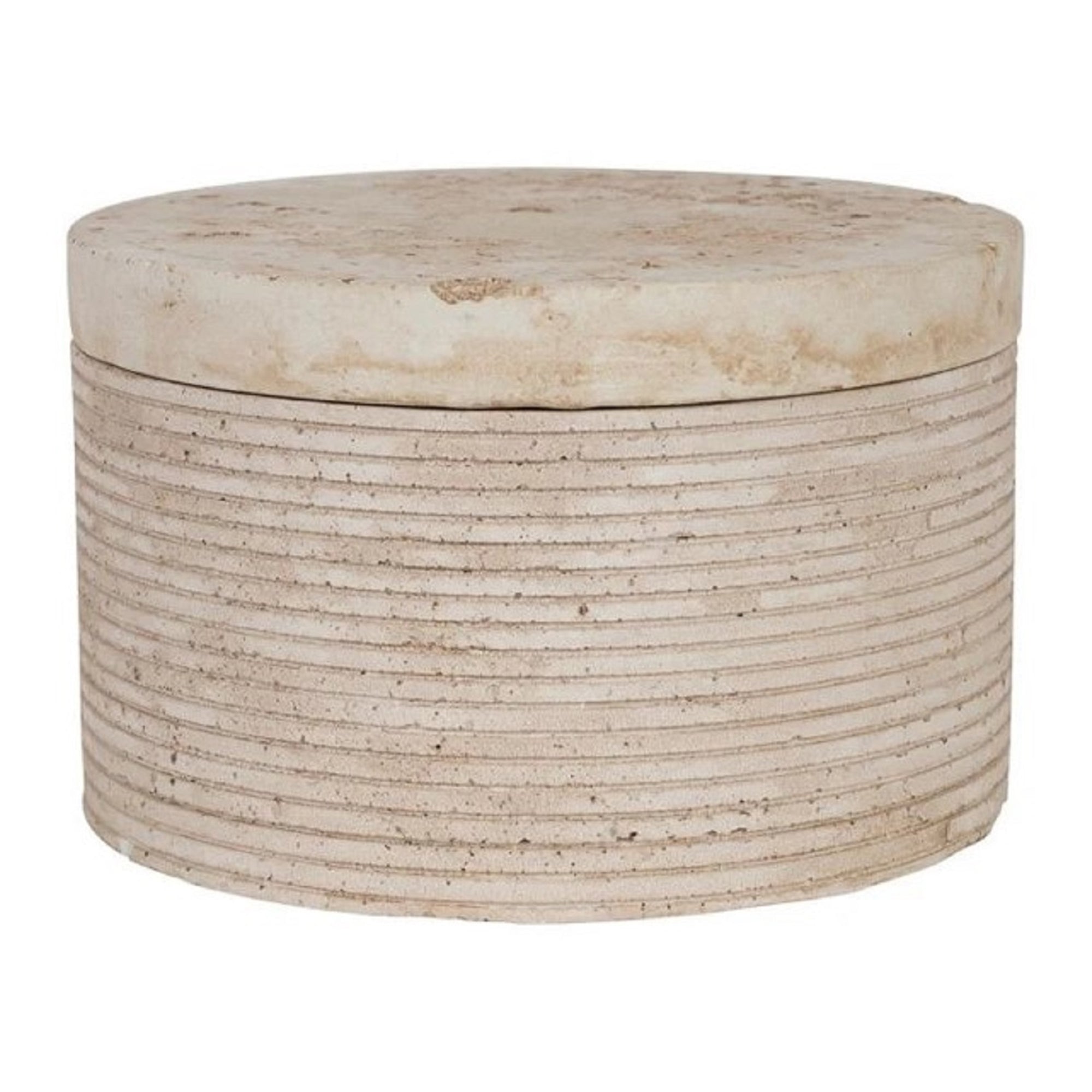 Travertine Large Round Box
