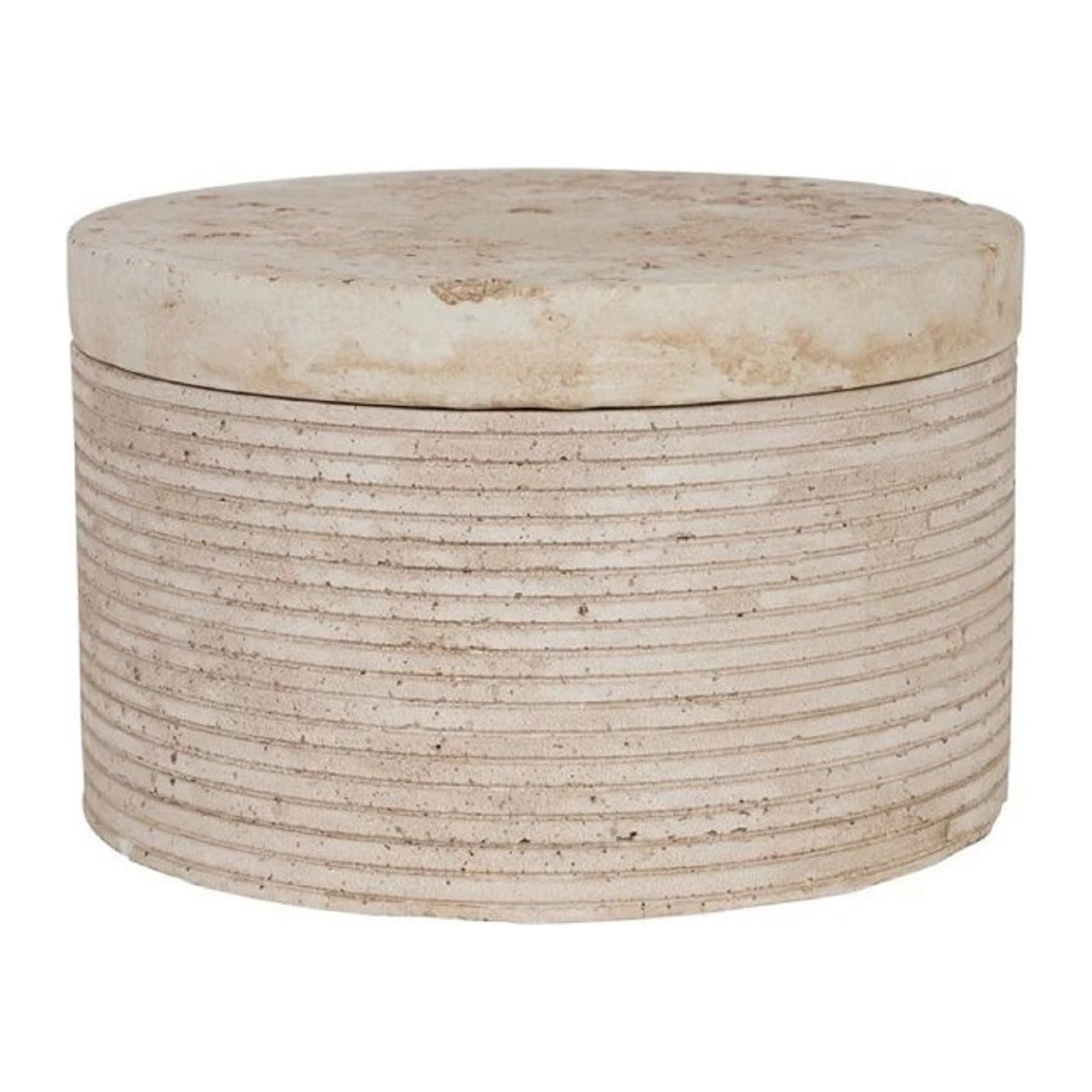 Travertine Small Round Box