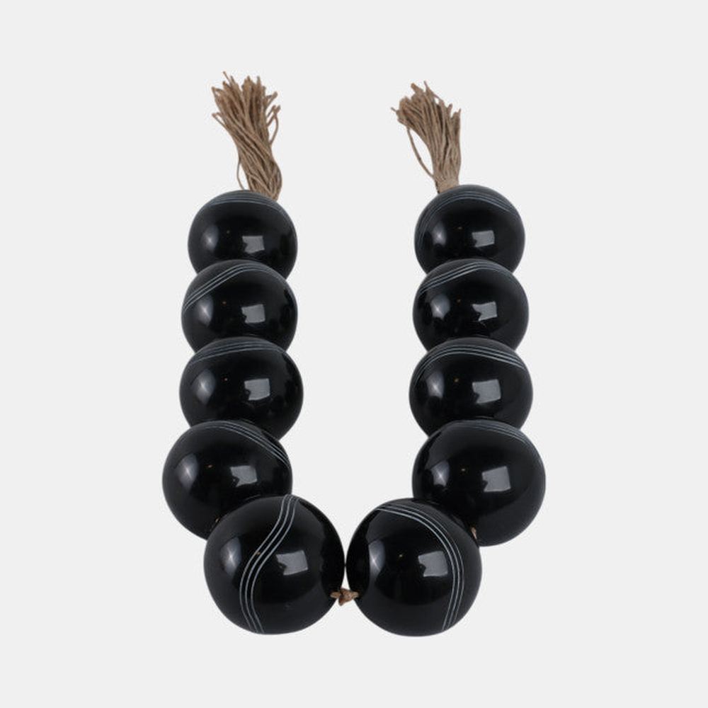 Black Carved Bead Garland