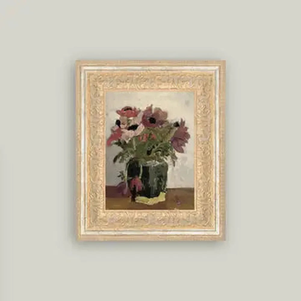 Mauve Floral Framed Antique Art