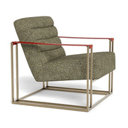 Modern Metal with Leather Arm Detail Accent Chair