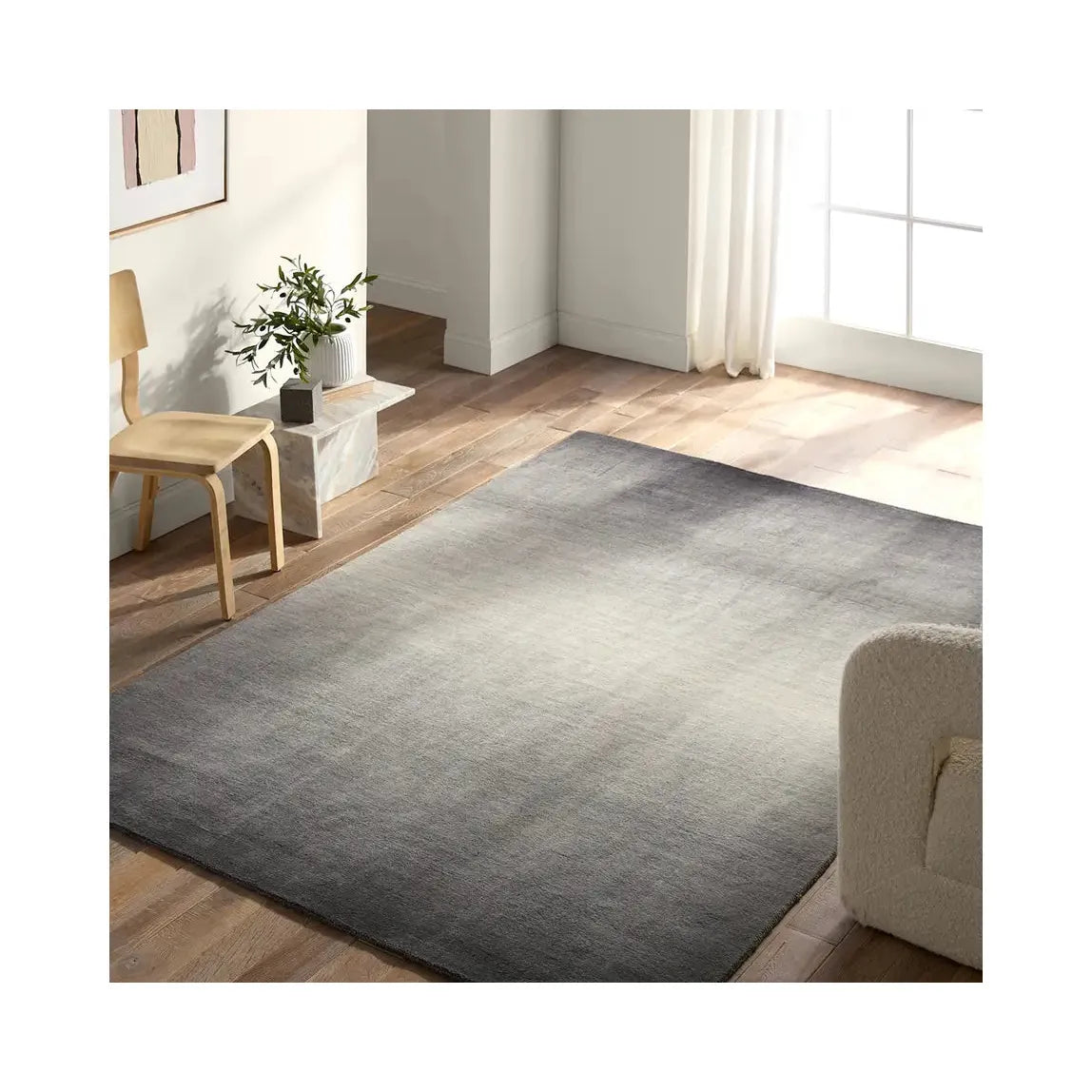 6' x 9' Grey Ombre Wool Rug