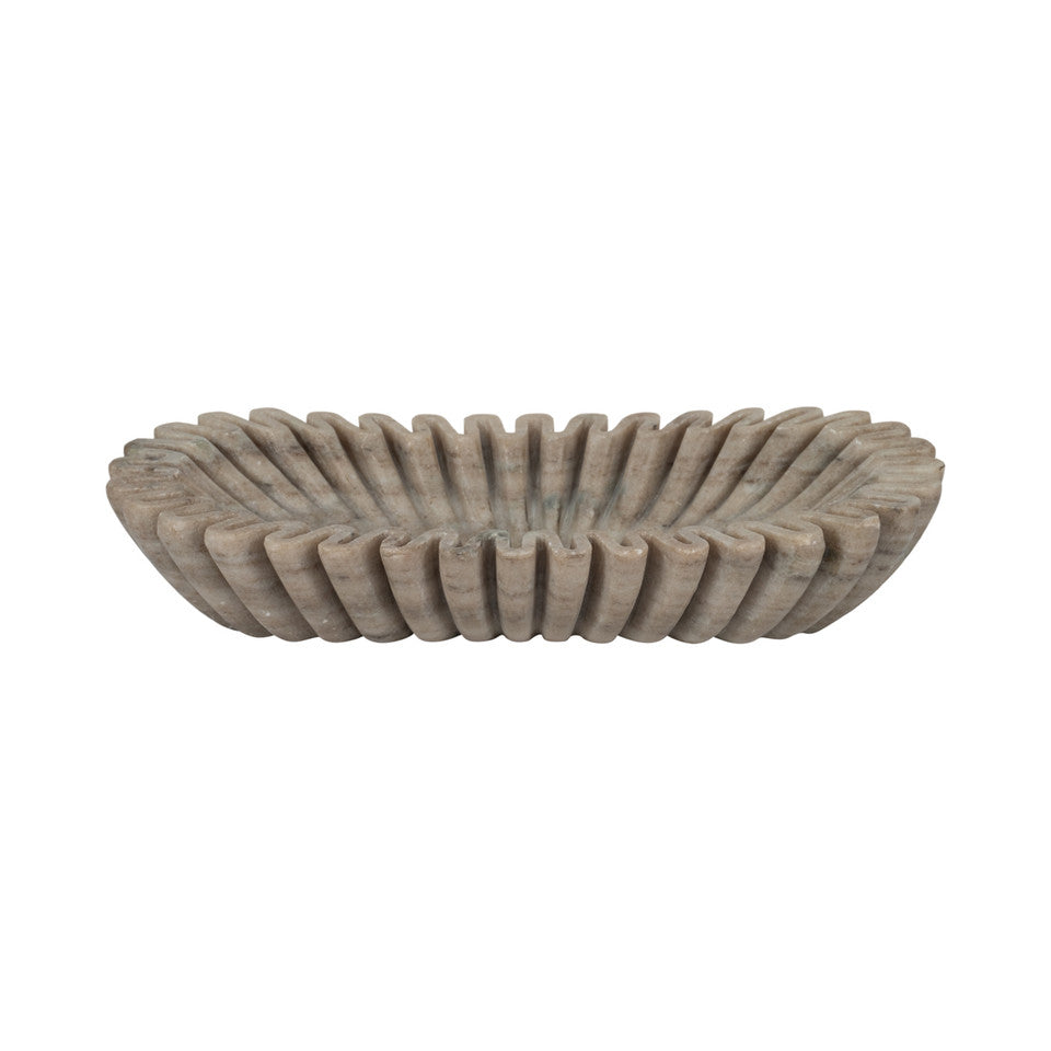 16" Arkin Wavy Tan Marble Bowl