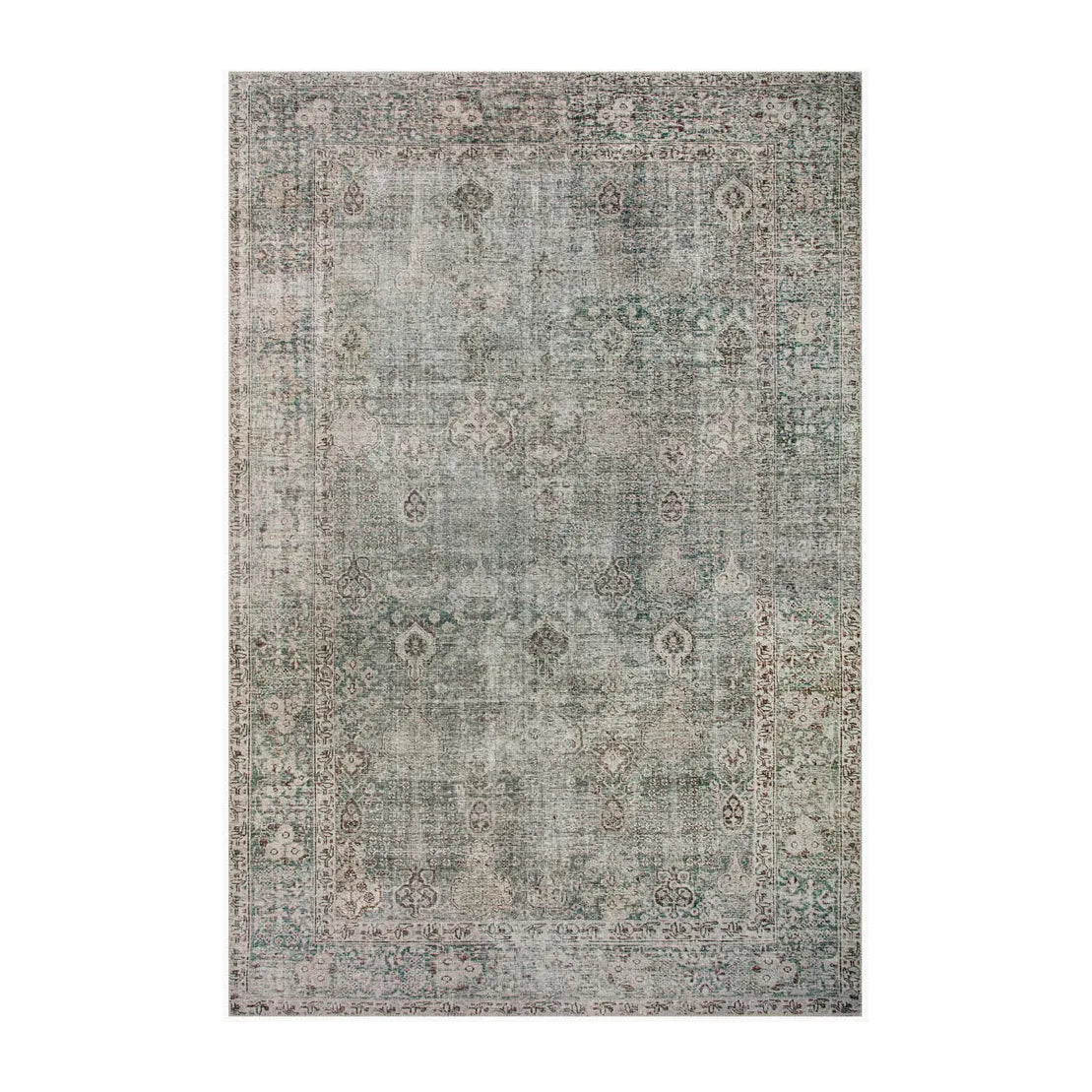 7'6 x 9'6 Emerald and Ivory Rug