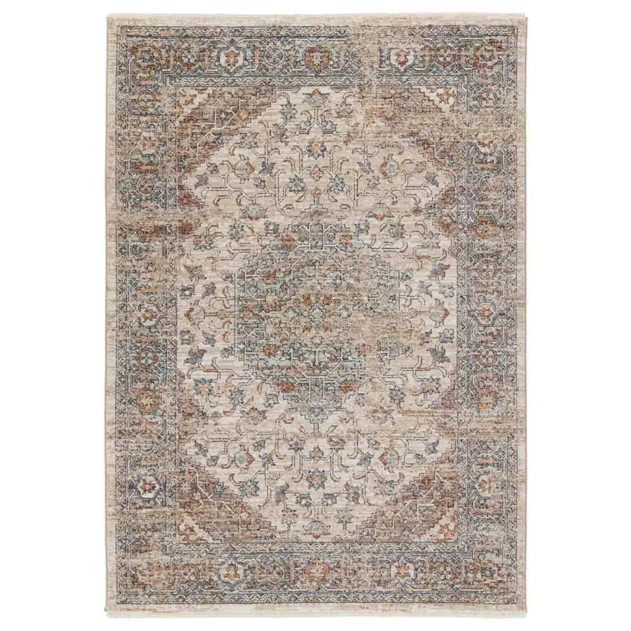 3' x 10' Blue and Beige Runner Rug