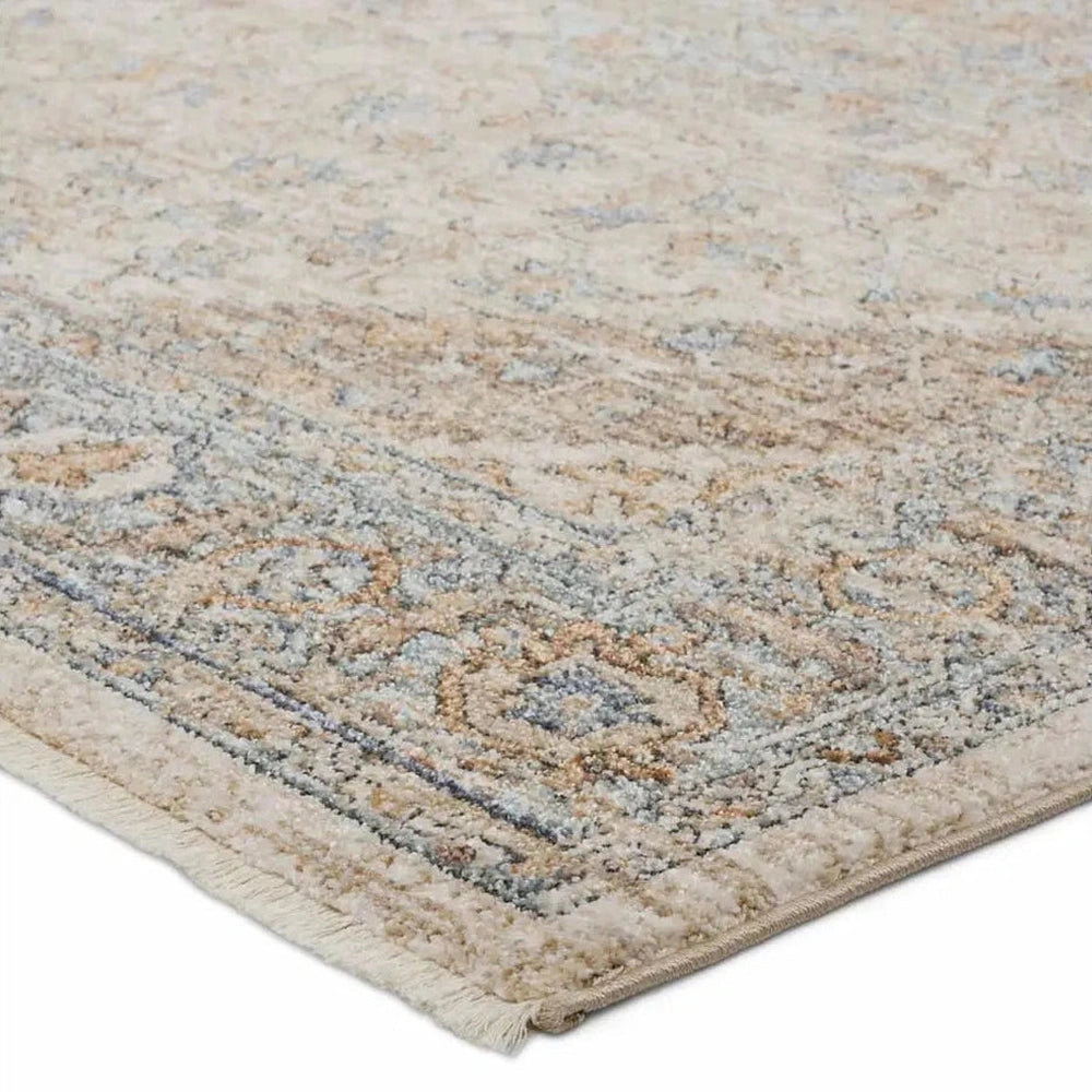 3' x 10' Blue and Beige Runner Rug