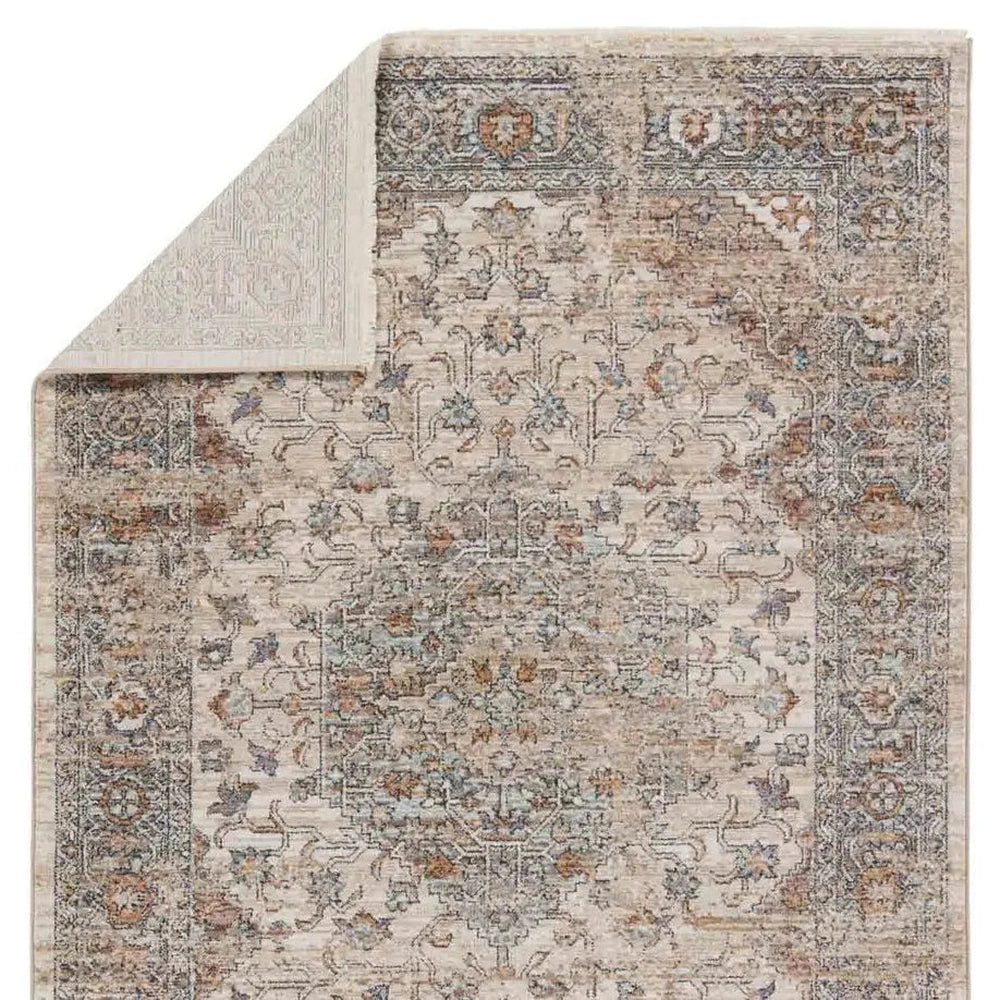 3' x 10' Blue and Beige Runner Rug