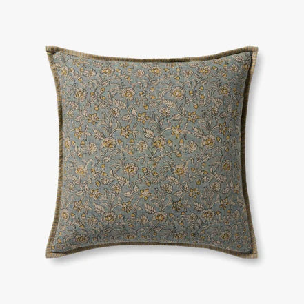 22" Light Blue/Multi Floral Down PIllow