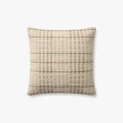 18" Ivory/Brown Down Pillow