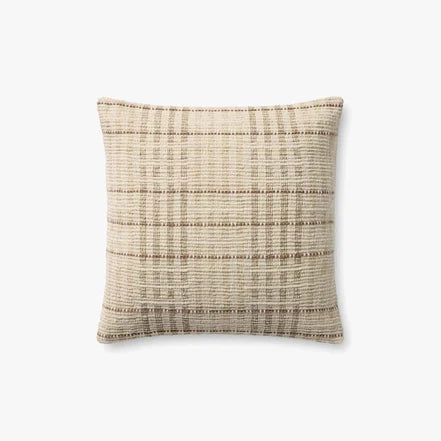 18" Ivory/Brown Down Pillow