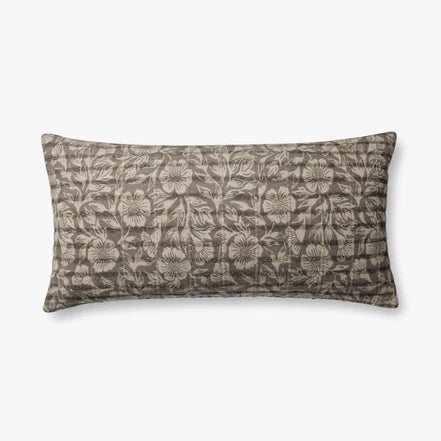 12 X 27 Chocolate Floral Down Pillow