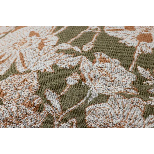 22" Olive/Orange Floral Down Pillow