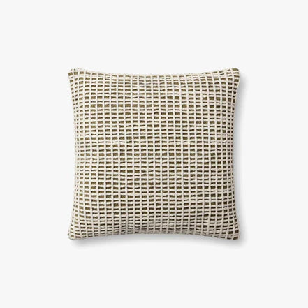 18" Green/Ivory Grid Down Pillow