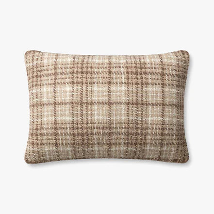 16 X 26 Beau Brown Plaid Down Pillow