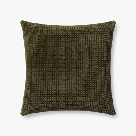 22" Dark Olive Velvet Down Pillow