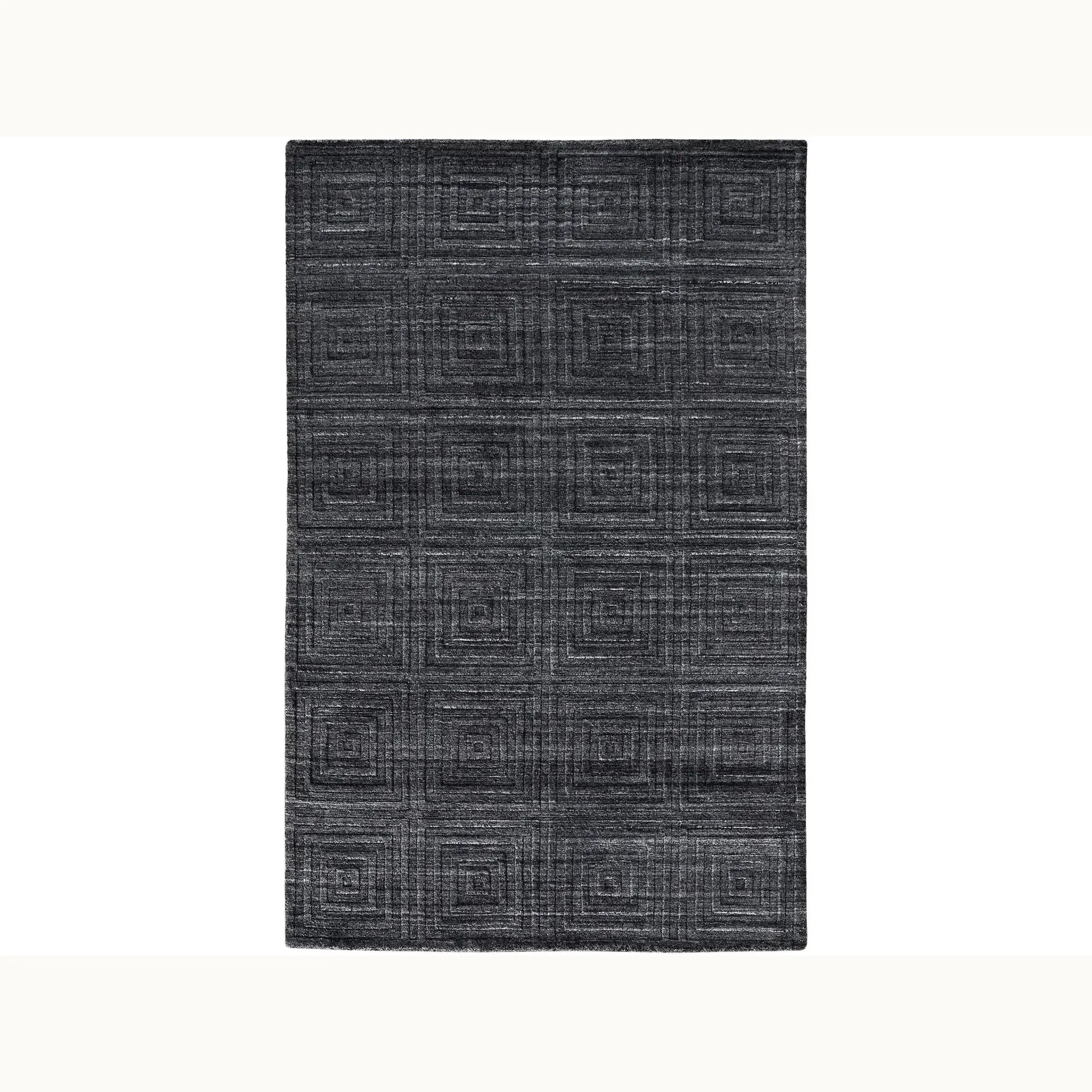 9'x12" Geometric Charcoal Wool Rug