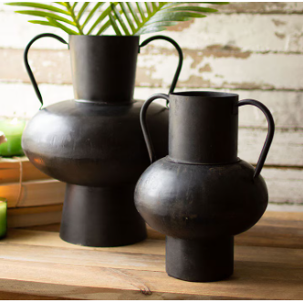 Black Metal Urn with Handles