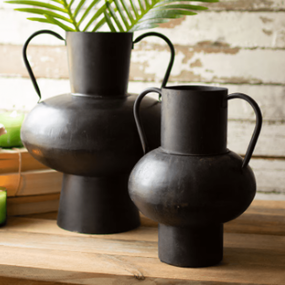 Black Metal Urn with Handles