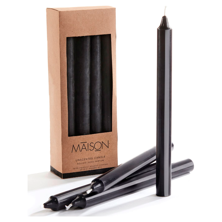 Set of 8 Black Taper Candles