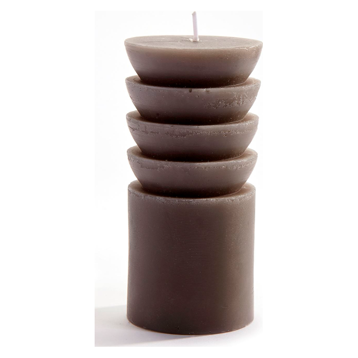 Short Tiered Dark Grey Pillar Candle