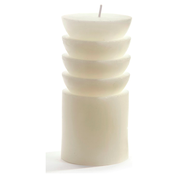 Short Tiered White Pillar Candle