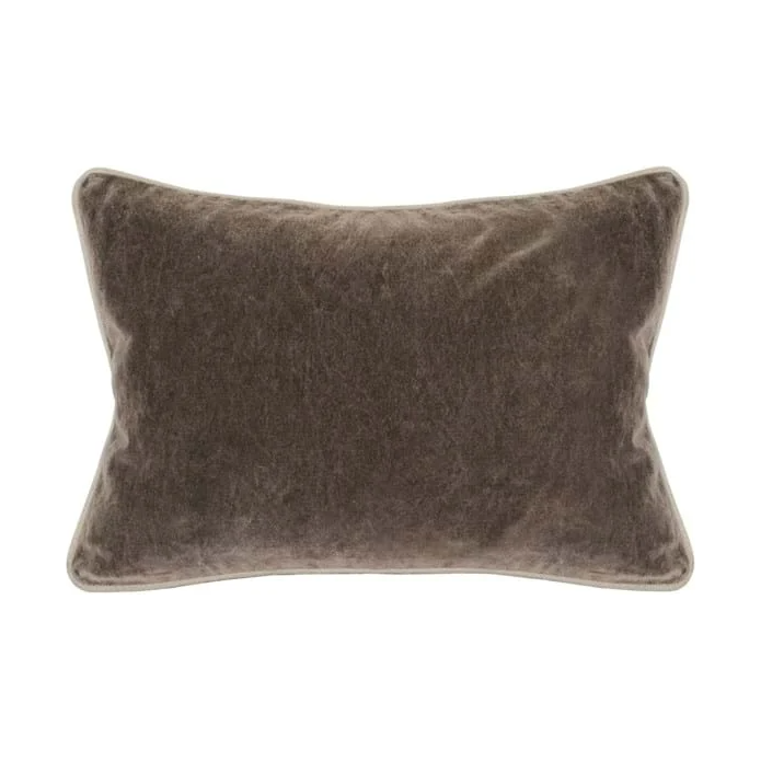 20" x 14" Brown Velvet Lumbar Pillow
