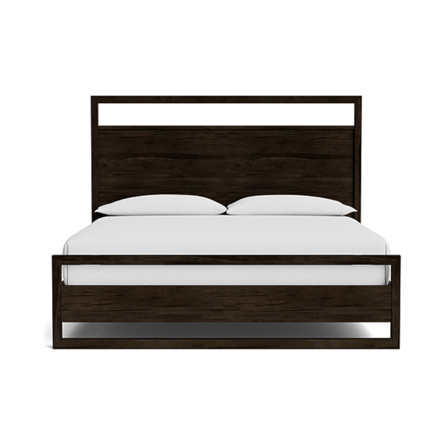 Dark Maple Shiplap King Bed Frame