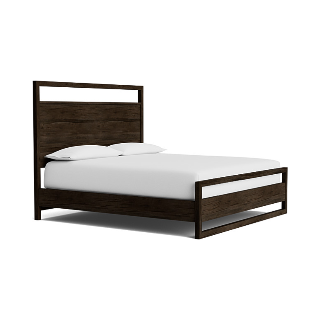 Dark Maple Shiplap King Bed Frame