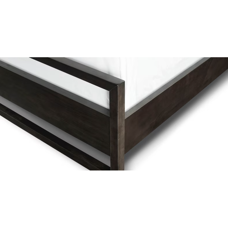 Dark Maple Shiplap King Bed Frame