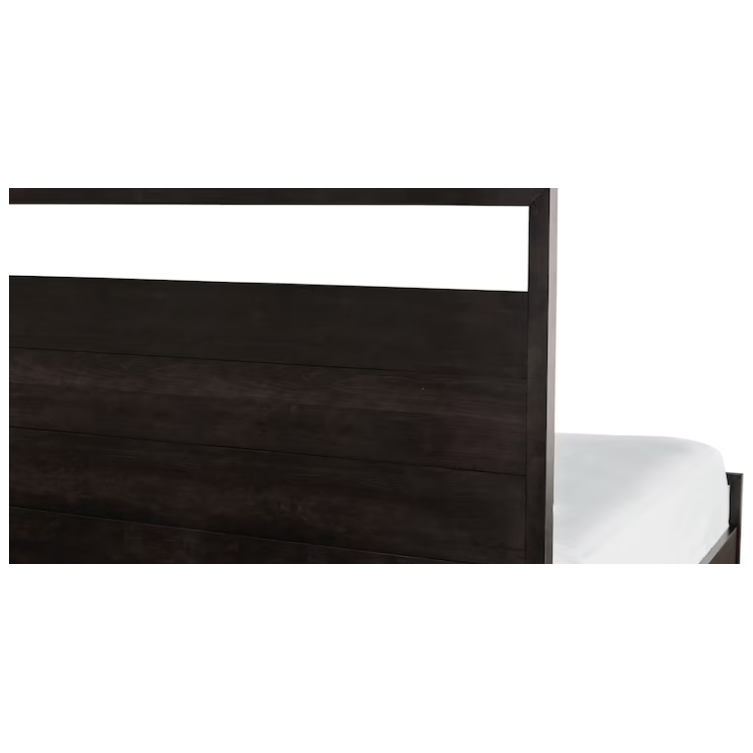 Dark Maple Shiplap King Bed Frame