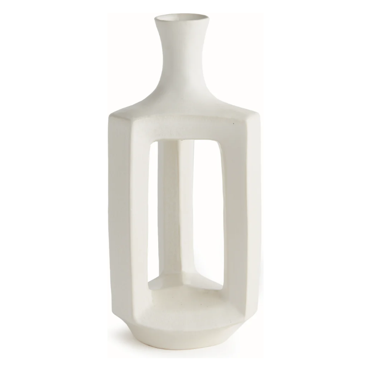 White Abstract Open Vase