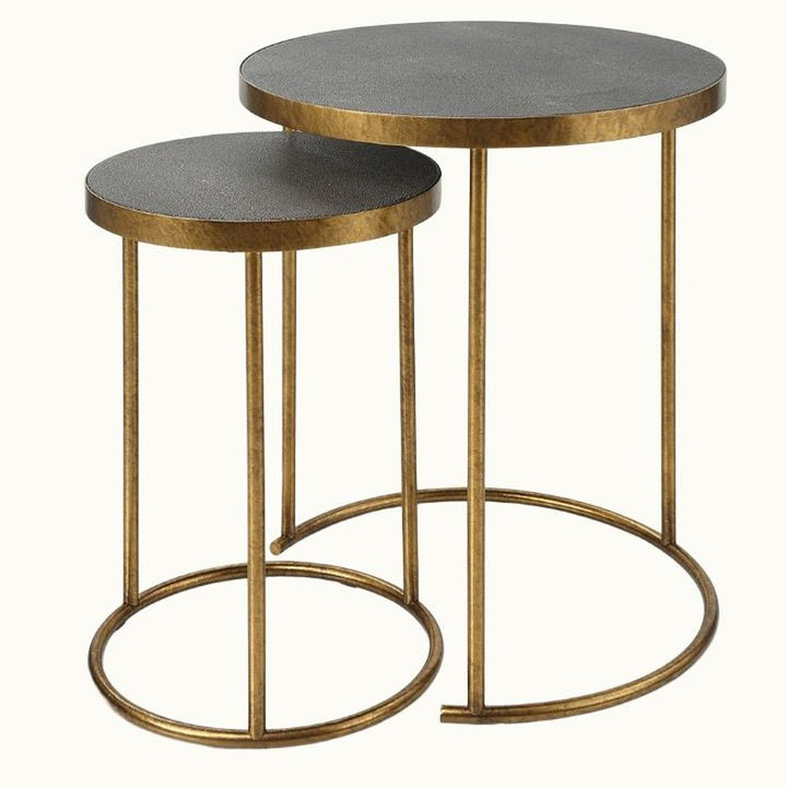 Antiqued Brass and Gray Nesting Tables