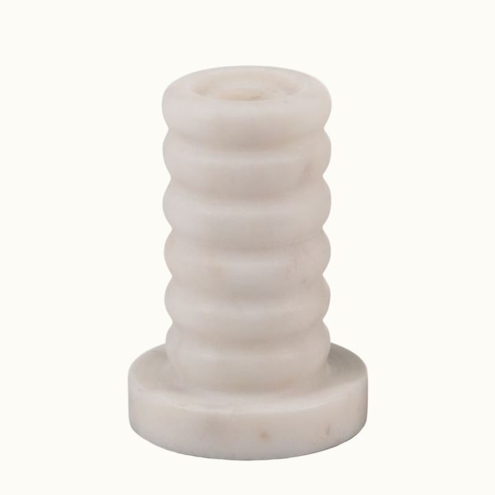 4" Marble Ribbed Taper Candle Holder