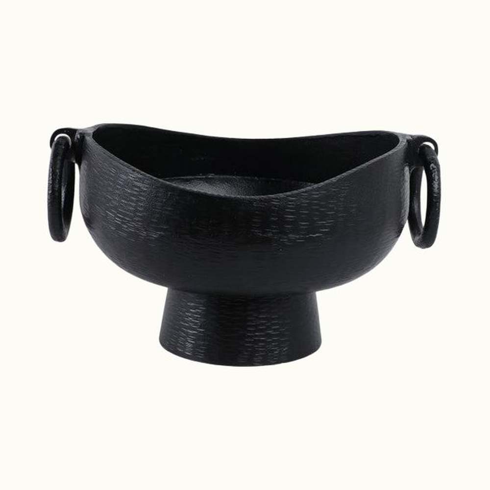 Metal Pedestal Bowl With Ring Handles