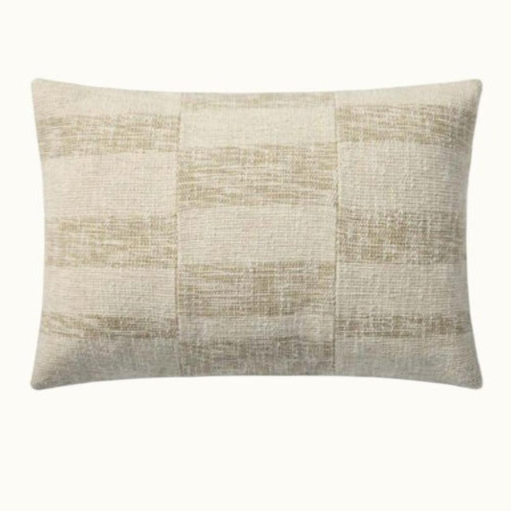 Lumbar Beige and Natural Checkered Throw Pillow