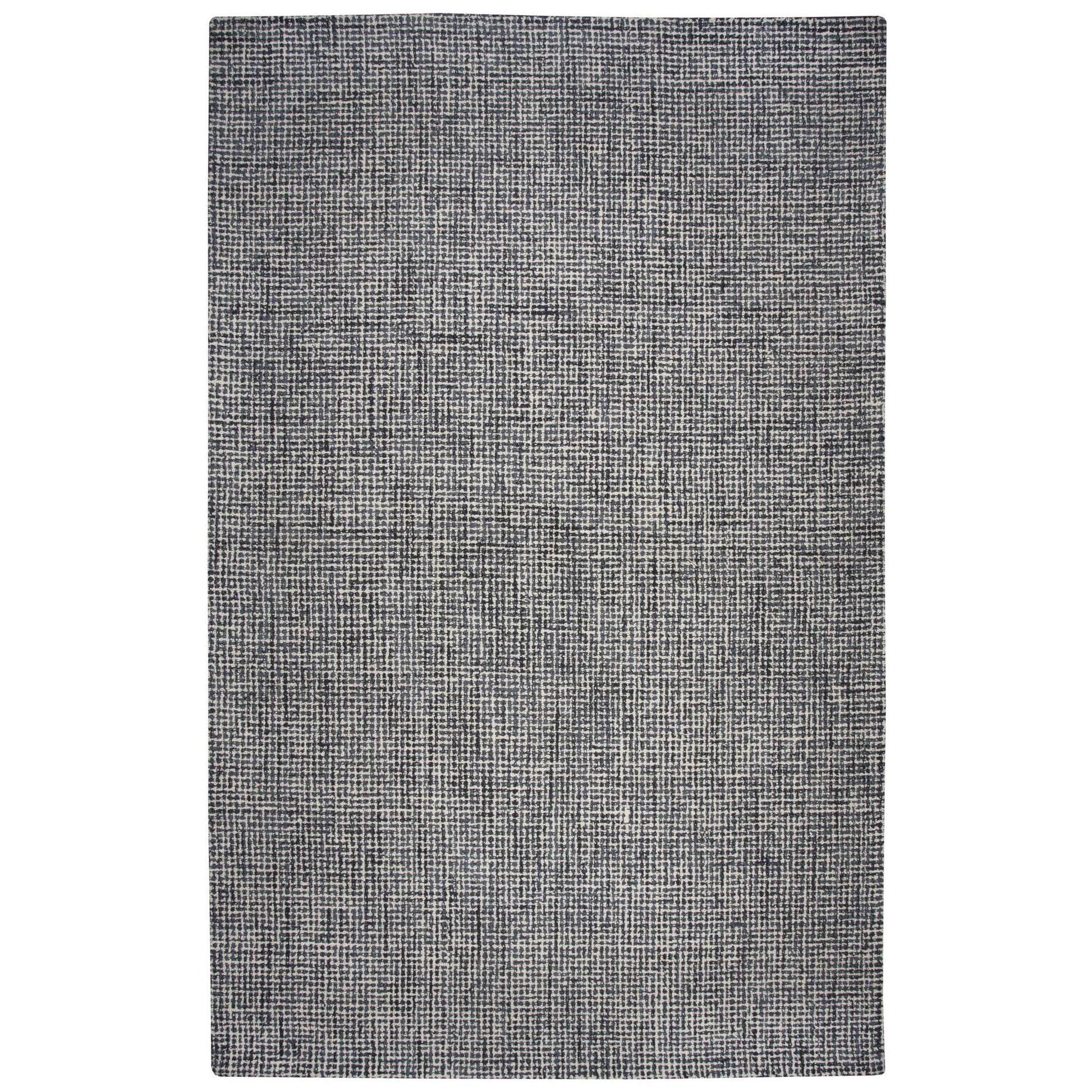 9' x 12' Black and Ivory Wool Rug