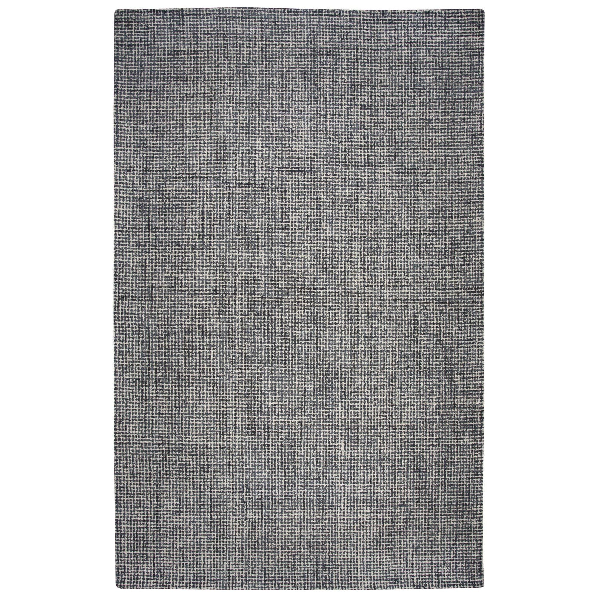 9' x 12' Black and Ivory Wool Rug