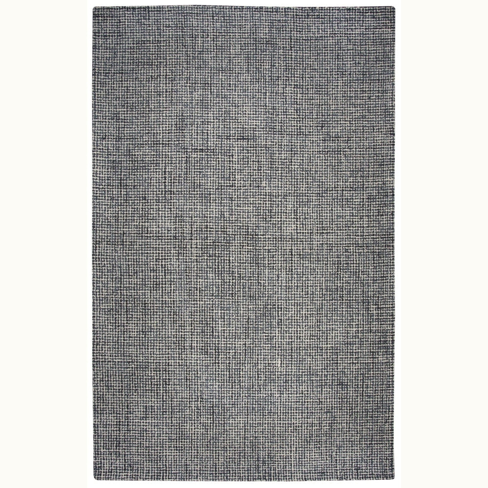9' x 12' Black and Ivory Wool Rug