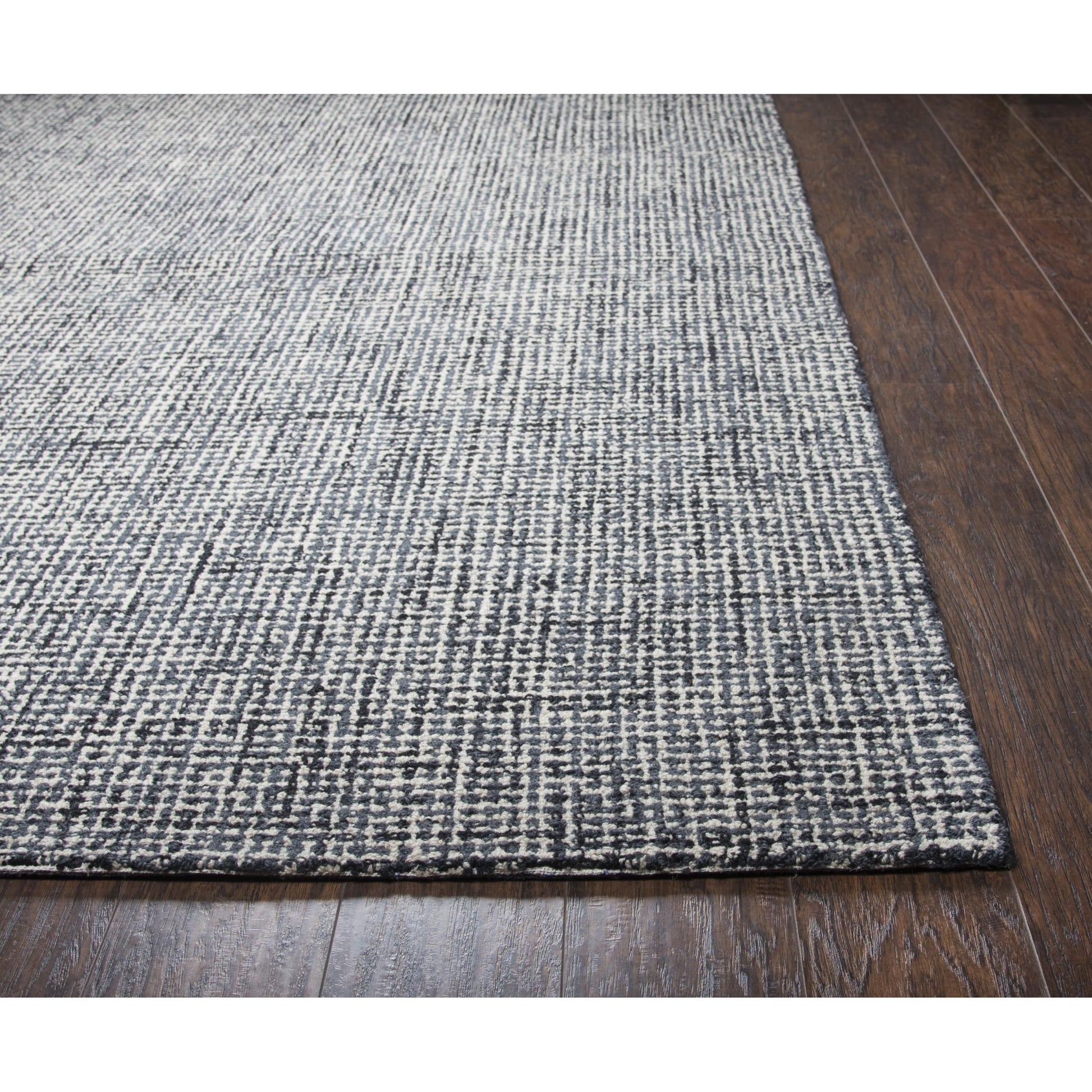 9' x 12' Black and Ivory Wool Rug