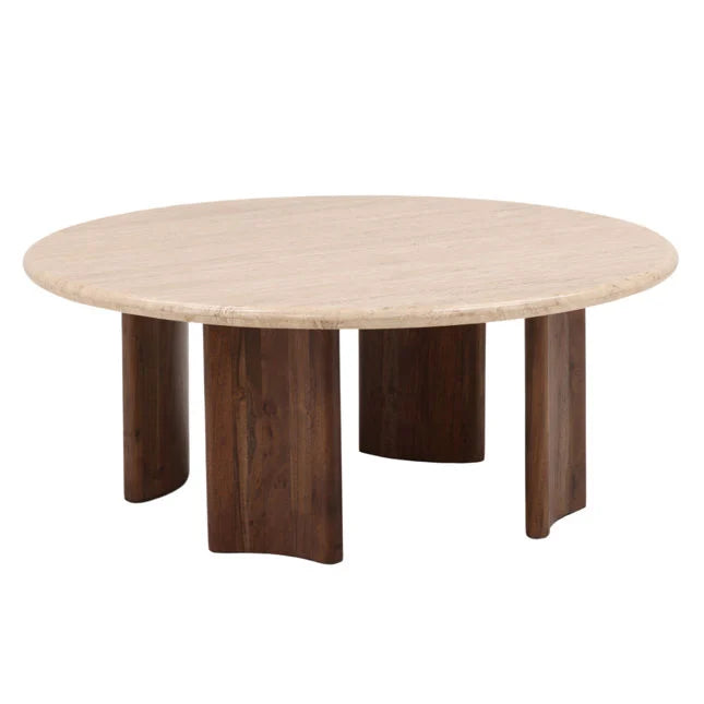 Wood and Stone Coffee Table