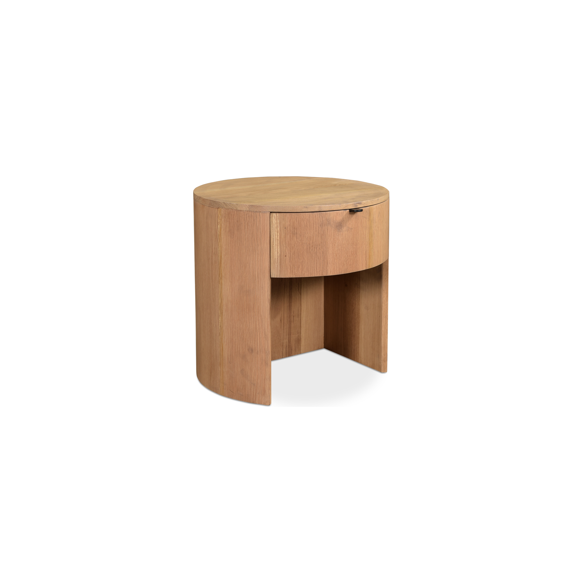 Round Oak Nightstand