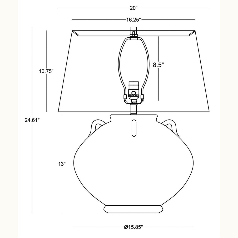 Off White Ceramic Lamp With Mini Handles