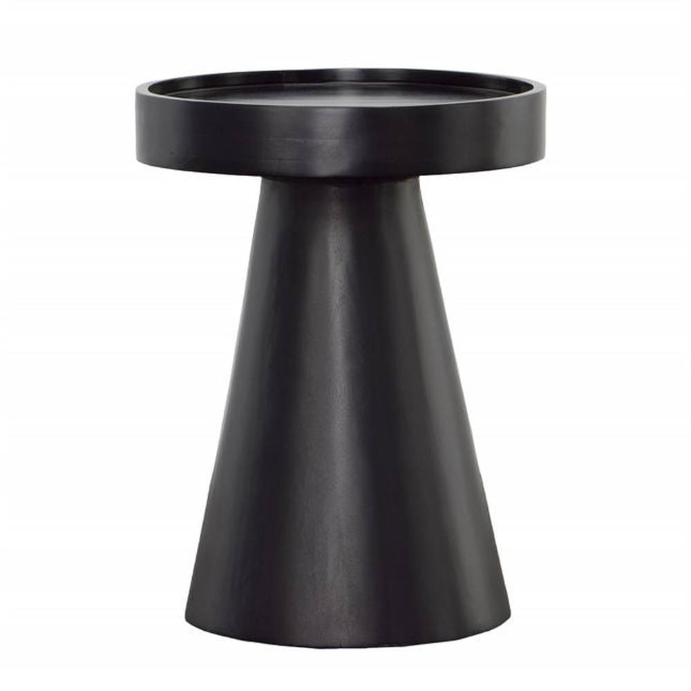 Round Black Wood Side Table