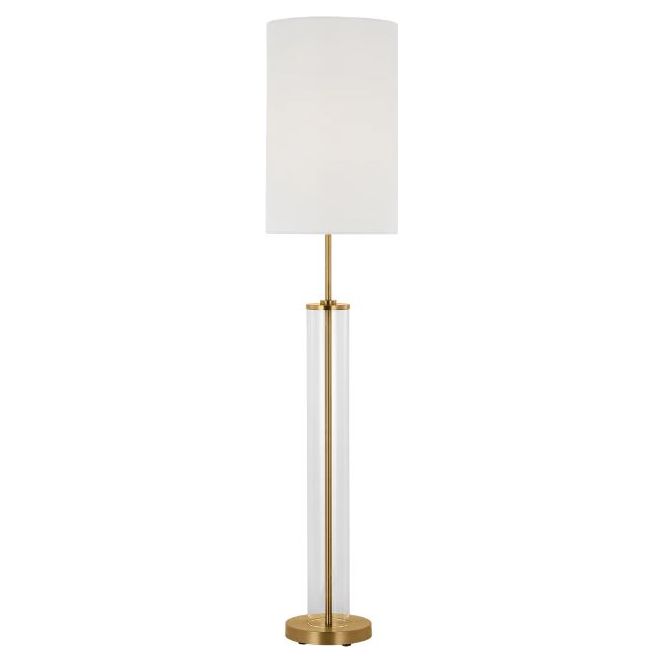 57" Glass Brass Floor Lamp