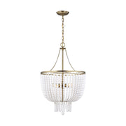 4 Light White Bead Chandelier - Mix Home Mercantile