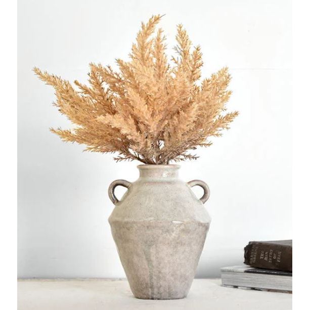 7" Cream Distressed Glazed Vase