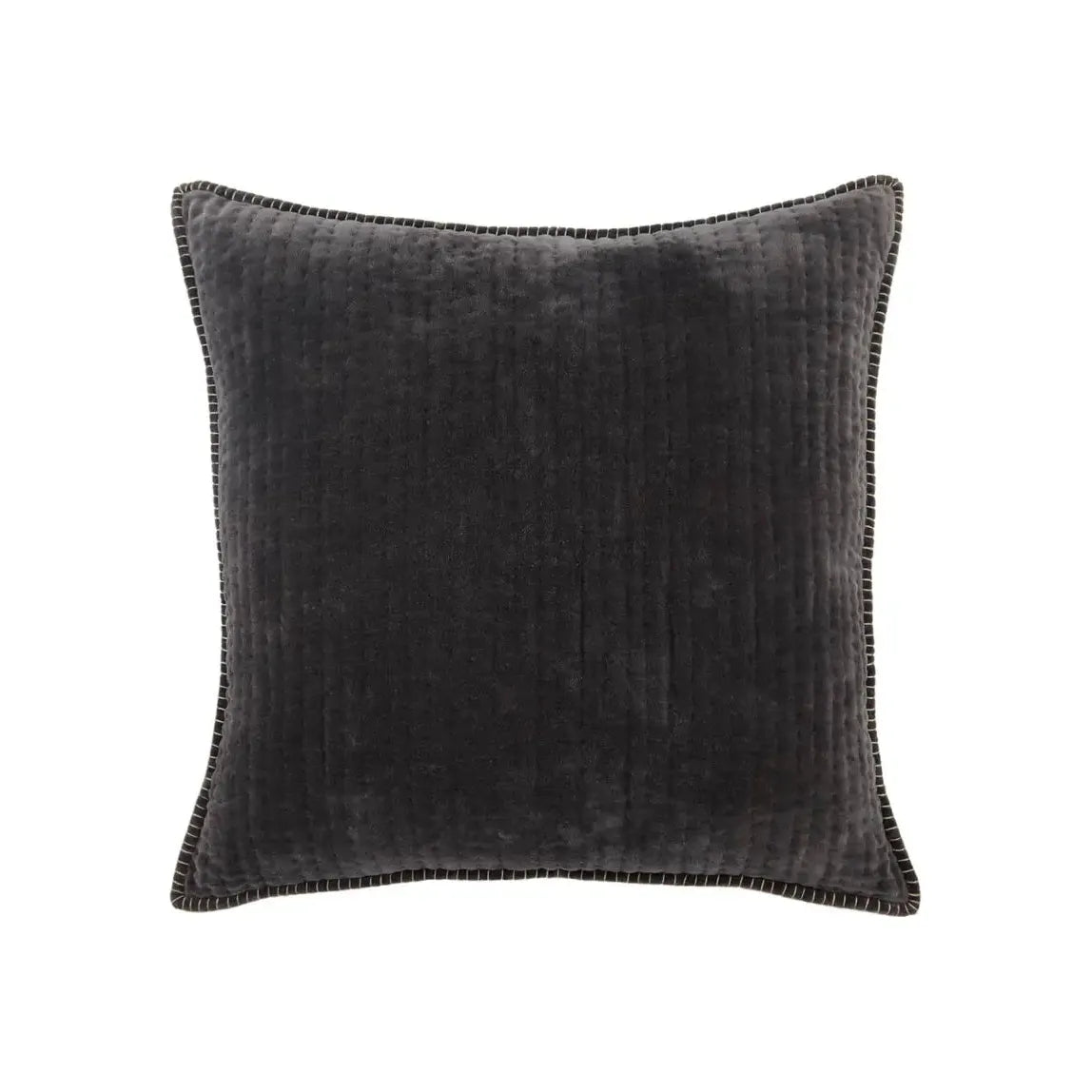 26"x 26" Charcoal Quilted Velvet Pillow
