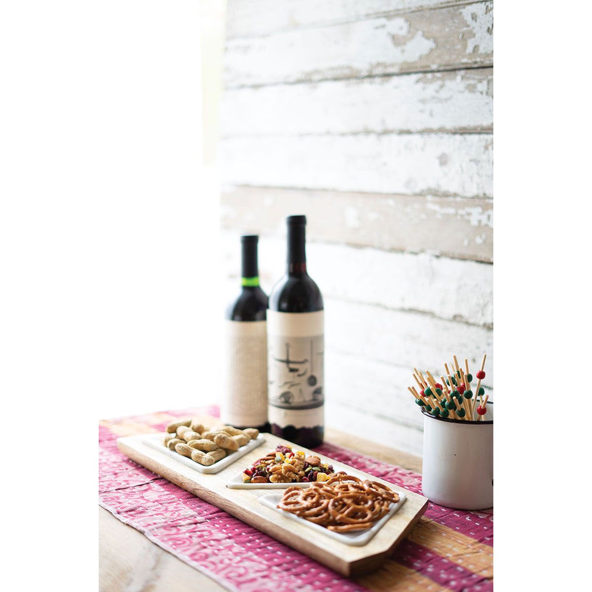 White Stone and Wood Serving Platters - Mix Home Mercantile
