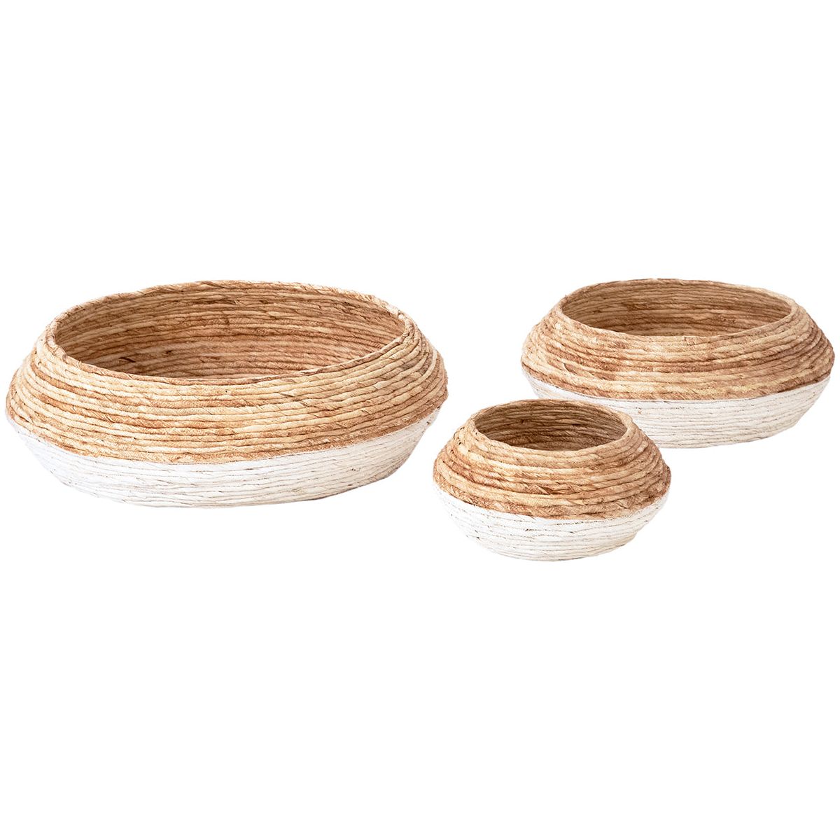 Set of 3 Two-Tone Woven Baskets - Mix Home Mercantile